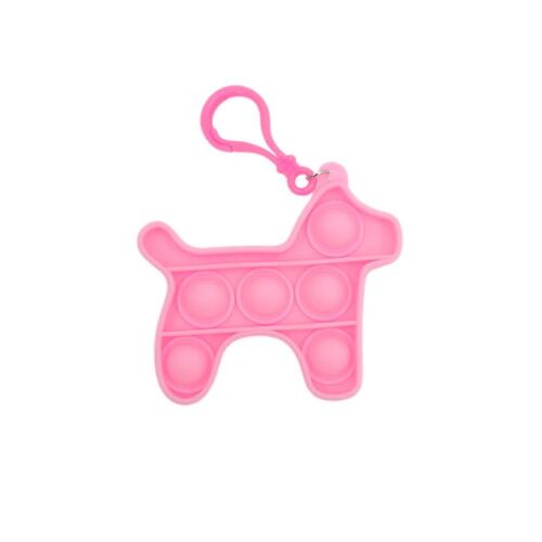 Mini Pop It Push Pop Bubble Fidget Toy Key Chain - [Dog - Light Pink]