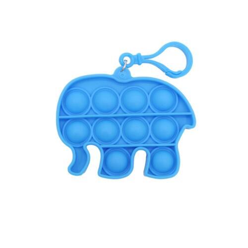 Mini Pop It Push Pop Bubble Fidget Toy Key Chain - [Elephant - Blue]
