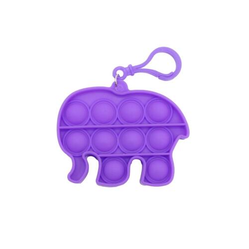 Mini Pop It Push Pop Bubble Fidget Toy Key Chain - [Elephant - Purple]