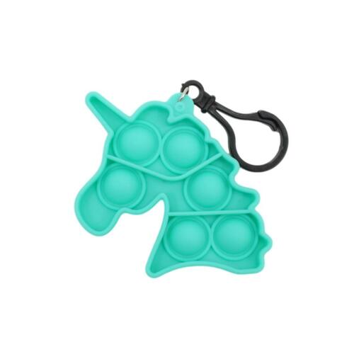 Mini Pop It Push Pop Bubble Fidget Toy Key Chain - [Unicorn - Green]