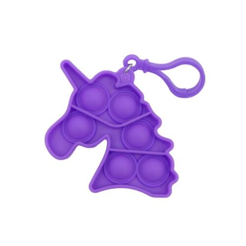 Mini Pop It Push Pop Bubble Fidget Toy Key Chain - [Unicorn - Purple]