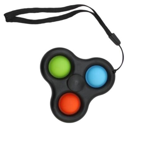 Pop Fidget Toy Simple Dimple Bubble Key Chain Sensory Toy Stress Relief  - [3 Bubble Spinner - Black]