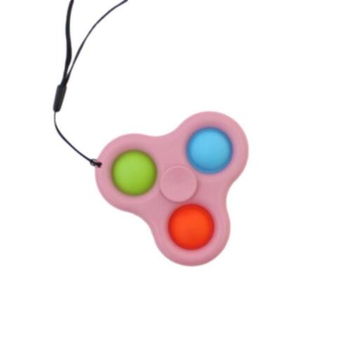 Pop Fidget Toy Simple Dimple Bubble Key Chain Sensory Toy Stress Relief  - [3 Bubble Spinner - Pink]