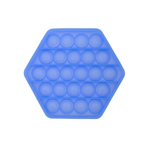 Pop Its Push It Pop Bubble Fidget Toy Sensory Stress Relief Tiktok Game Gift  - [Glow-in-dark Hexagon - Blue]