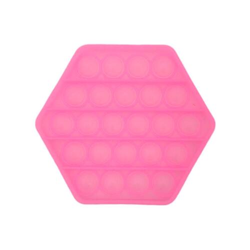 Pop Its Push It Pop Bubble Fidget Toy Sensory Stress Relief Tiktok Game Gift  - [Glow-in-dark Hexagon - Pink]