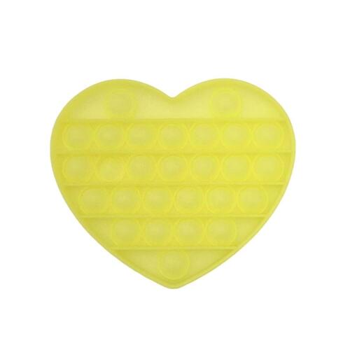 Pop Its Push It Pop Bubble Fidget Toy Sensory Stress Relief Tiktok Game Gift  - [Glow-in-dark Heart - Yellow]
