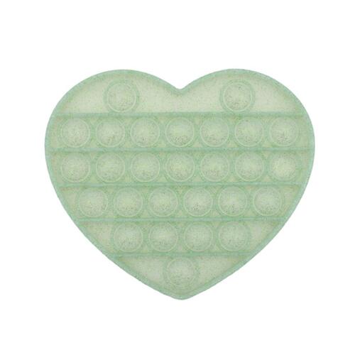 Pop Its Push It Pop Bubble Fidget Toy Sensory Stress Relief Tiktok Game Gift  - [Glitter Heart - Green]