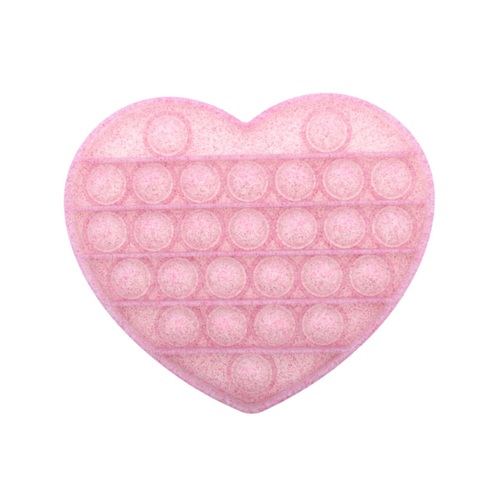 Pop Its Push It Pop Bubble Fidget Toy Sensory Stress Relief Tiktok Game Gift  - [Glitter Heart - Pink]