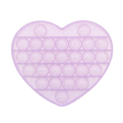 Pop Its Push It Pop Bubble Fidget Toy Sensory Stress Relief Tiktok Game Gift  - [Glitter Heart - Purple]