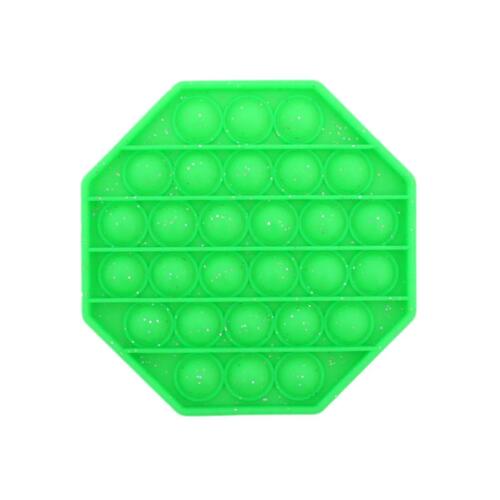 Pop Its Push It Pop Bubble Fidget Toy Sensory Stress Relief Tiktok Game Gift  - [Glitter Octagon - Bright Green]