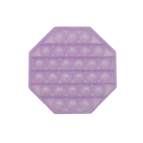 Pop Its Push It Pop Bubble Fidget Toy Sensory Stress Relief Tiktok Game Gift  - [Glitter Octagon - Purple]