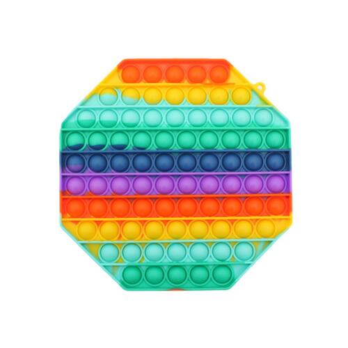 Pop Its Push It Pop Bubble Fidget Toy Sensory Stress Relief Tiktok Game Gift  - [Jumbo Octagon - Rainbow]