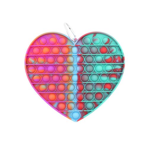 Pop It Push Pop Bubble Fidget Toy Sensory Stress Relief Tiktok Game Gift  - [Jumbo Heart - Tie-Dye Rainbow]