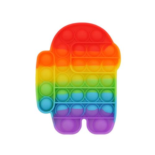 Pop Its Push It Pop Bubble Fidget Toy Sensory Stress Relief Tiktok Game Gift  - [Among Us - Rainbow]