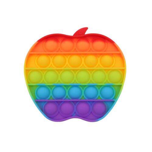 Pop Its Push It Pop Bubble Fidget Toy Sensory Stress Relief Tiktok Game Gift  - [Apple - Rainbow]