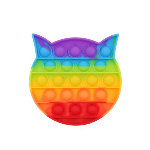 Pop Its Push It Pop Bubble Fidget Toy Sensory Stress Relief Tiktok Game Gift  - [Cat - Rainbow]