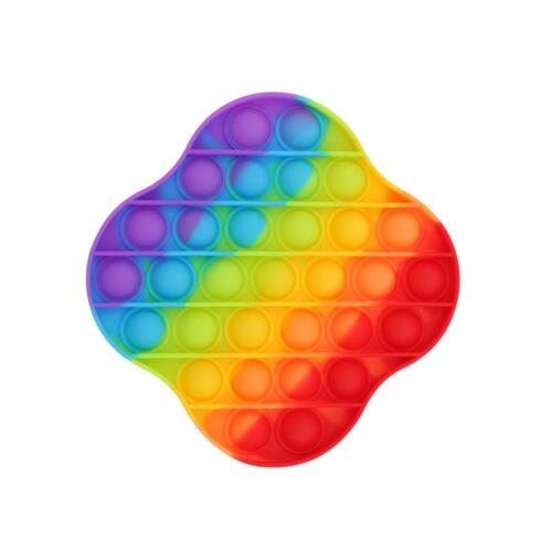 Pop Its Push It Pop Bubble Fidget Toy Sensory Stress Relief Tiktok Game Gift  - [Clover - Rainbow]