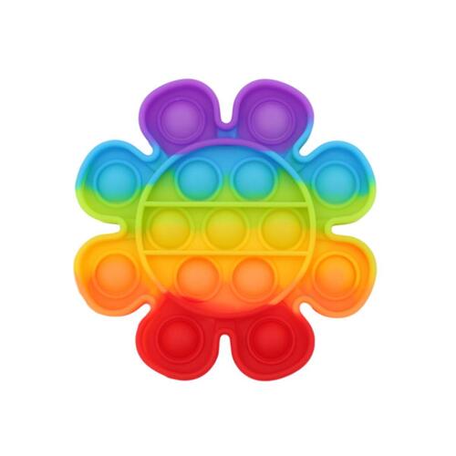 Pop Its Push It Pop Bubble Fidget Toy Sensory Stress Relief Tiktok Game Gift  - [Flower - Rainbow]
