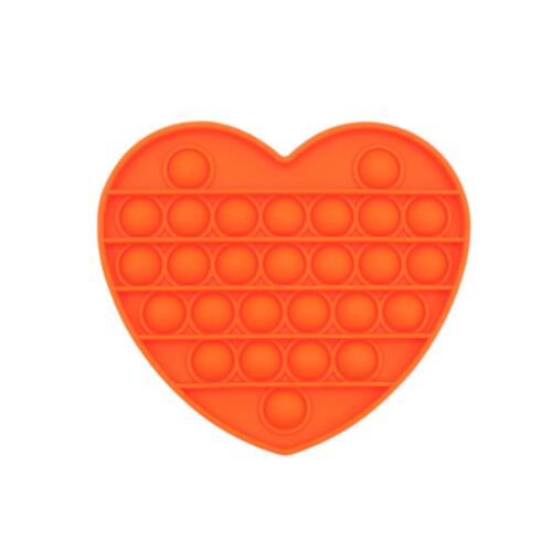 Pop Its Push It Pop Bubble Fidget Toy Sensory Stress Relief Tiktok Game Gift  - [Heart - Orange]