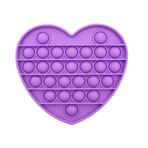 Pop Its Push It Pop Bubble Fidget Toy Sensory Stress Relief Tiktok Game Gift  - [Heart - Purple]