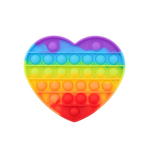 Pop Its Push It Pop Bubble Fidget Toy Sensory Stress Relief Tiktok Game Gift  - [Heart - Rainbow]
