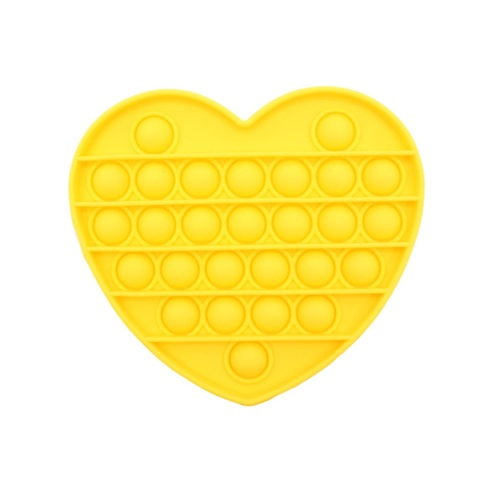 Pop Its Push It Pop Bubble Fidget Toy Sensory Stress Relief Tiktok Game Gift  - [Heart - Yellow]