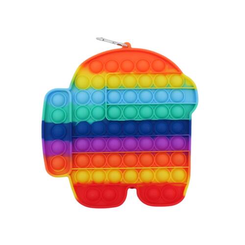 Pop Its Push It Pop Bubble Fidget Toy Sensory Stress Relief Tiktok Game Gift  - [Jumbo Among Us - Rainbow]