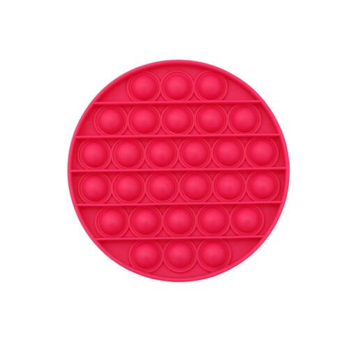 Pop Its Push It Pop Bubble Fidget Toy Sensory Stress Relief Tiktok Game Gift  - [Round - Raspberry Red]