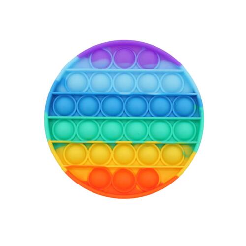 Pop Its Push It Pop Bubble Fidget Toy Sensory Stress Relief Tiktok Game Gift  - [Round - Rainbow]