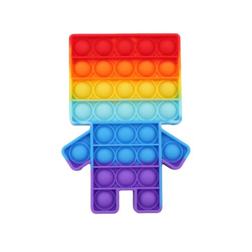 Pop Its Push It Pop Bubble Fidget Toy Sensory Stress Relief Tiktok Game Gift  - [Robot - Rainbow]
