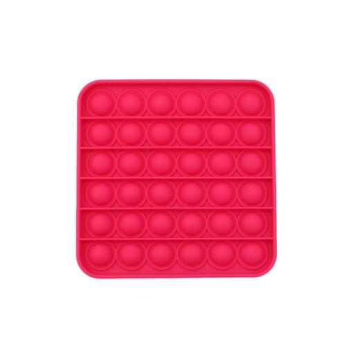 Pop Its Push It Pop Bubble Fidget Toy Sensory Stress Relief Tiktok Game Gift  - [Square - Raspberry Red]