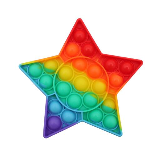 Pop Its Push It Pop Bubble Fidget Toy Sensory Stress Relief Tiktok Game Gift  - [Star - Rainbow]