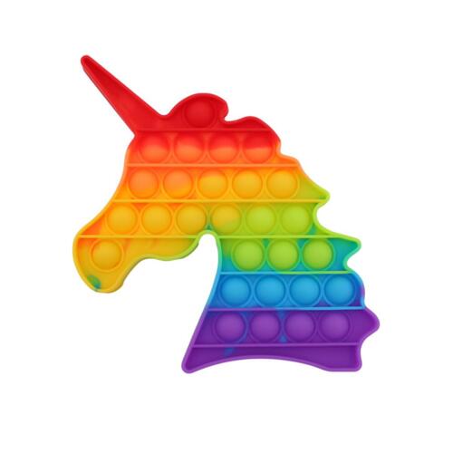 Pop Its Push It Pop Bubble Fidget Toy Sensory Stress Relief Tiktok Game Gift  - [Unicorn - Rainbow]