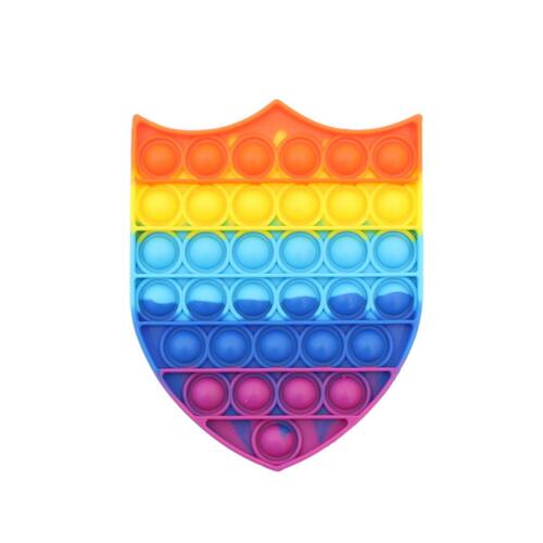 Pop It Push Pop Bubble Fidget Toy Sensory Stress Relief Tiktok Game Gift  - [Shield - Rainbow]