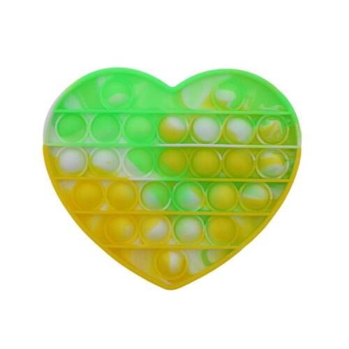 Pop Its Push It Pop Bubble Fidget Toy Sensory Stress Relief Tiktok Game Gift  - [Tie-Dye Heart - Green Yellow]