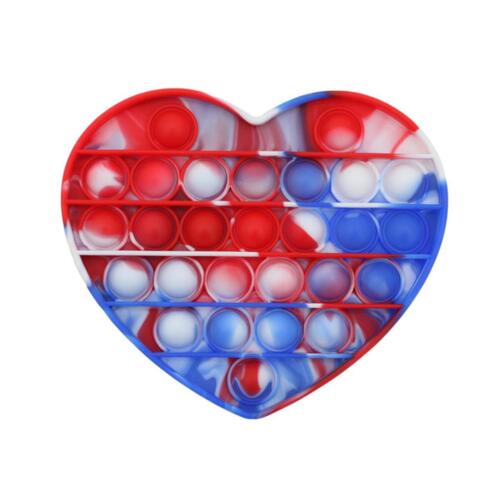 Pop Its Push It Pop Bubble Fidget Toy Sensory Stress Relief Tiktok Game Gift  - [Tie-Dye Heart - Red Blue]