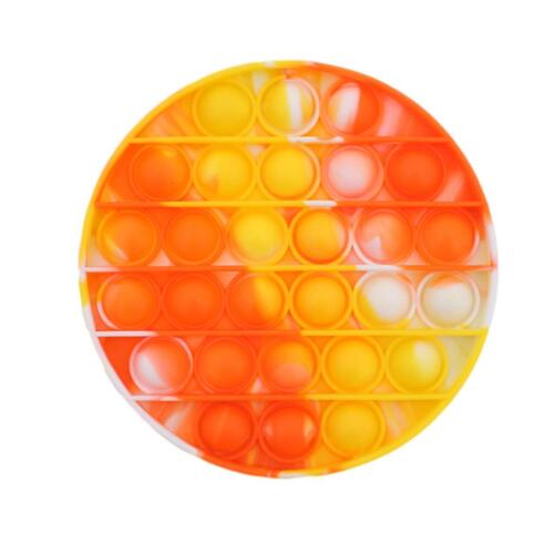 Pop Its Push It Pop Bubble Fidget Toy Sensory Stress Relief Tiktok Game Gift  - [Tie Dye Round - Orange Yellow]
