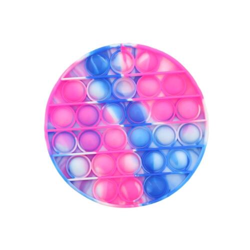 Pop Its Push It Pop Bubble Fidget Toy Sensory Stress Relief Tiktok Game Gift  - [Tie Dye Round - Pink Blue]