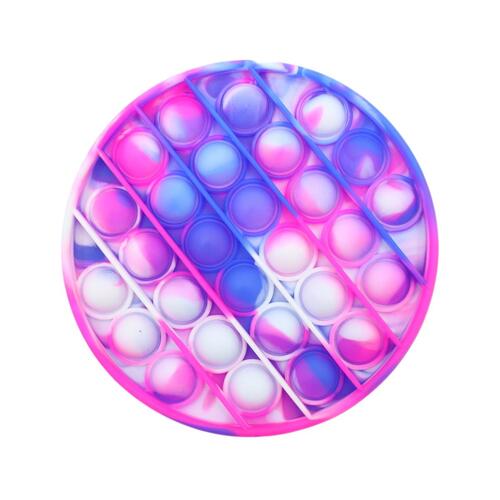 Pop Its Push It Pop Bubble Fidget Toy Sensory Stress Relief Tiktok Game Gift  - [Tie-Dye Round - Pink Purple]