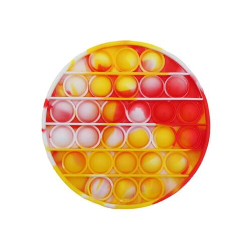 Pop Its Push It Pop Bubble Fidget Toy Sensory Stress Relief Tiktok Game Gift  - [Tie-Dye Round - Red Yellow]