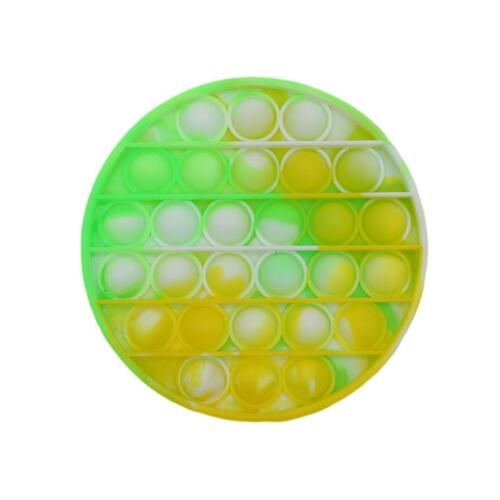 Pop Its Push It Pop Bubble Fidget Toy Sensory Stress Relief Tiktok Game Gift  - [Tie-Dye Round - Yellow Green]