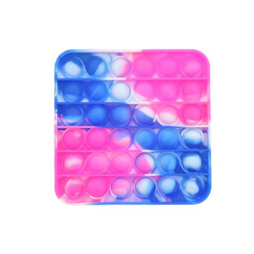 Pop Its Push It Pop Bubble Fidget Toy Sensory Stress Relief Tiktok Game Gift  - [Tie Dye Square - Pink Blue]