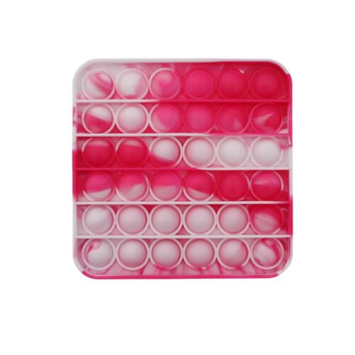 Pop Its Push It Pop Bubble Fidget Toy Sensory Stress Relief Tiktok Game Gift  - [Tie-Dye Square - Pink White]