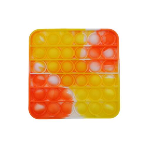 Pop Its Push It Pop Bubble Fidget Toy Sensory Stress Relief Tiktok Game Gift  - [Tie-Dye Square - Yellow Orange]