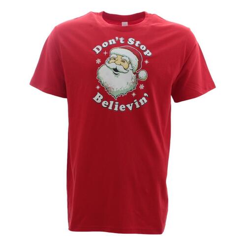 Adult Mens Christmas Xmas T Shirt Tree 100% Cotton -Santa Claus/ Red [Size: XS]