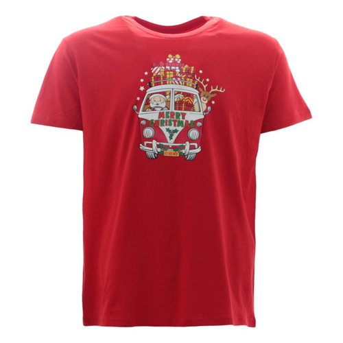 Adult Mens Christmas Xmas T Shirt Tee 100% Cotton - Santa Driving Kombi/Red [Size: XS]