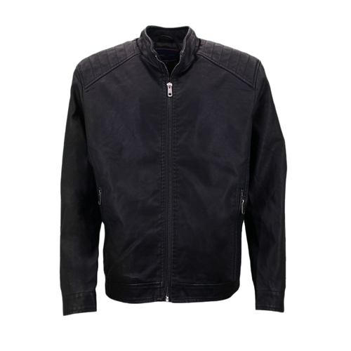 FIL Men's PU Leather Jacket B - Black [Size: M]