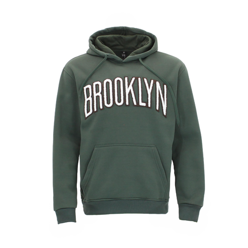 Mens Fleece Hoodie Pullover - BROOKLYN/Dark Green [Size: S]