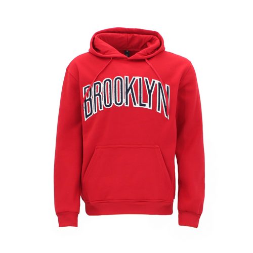 Mens Fleece Hoodie Pullover - BROOKLYN/Red [Size: XS]