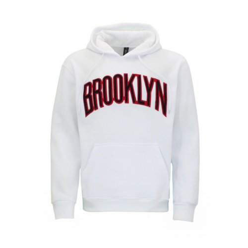 Mens Fleece Hoodie Pullover - BROOKLYN/White [Size: S]